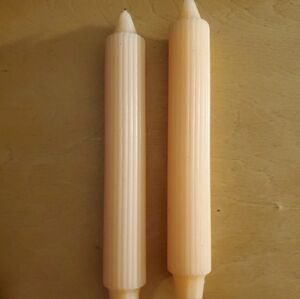 Candles A Pair Of Tapered Orange Peach Ridge 9 Inch Luxury Candles